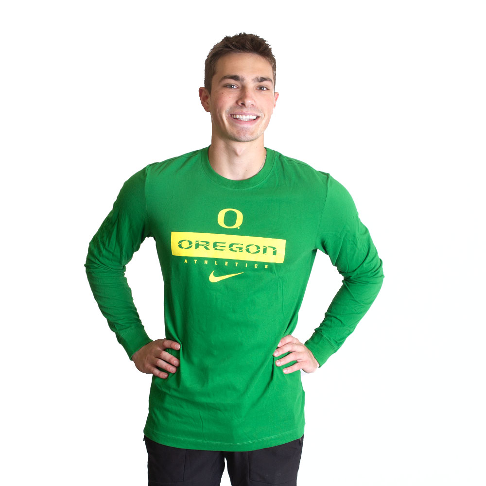 Ducks Spirit, Nike, Green, Long Sleeve, Performance/Dri-FIT, Men, Football, Team Issue, Oregon Athletics, T-Shirt, 793382